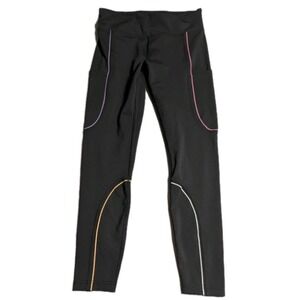 Outdoor Voices TechSweat Leggings Womens M Black Colorblock Pocket 7/8